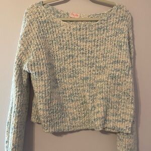 Pink Lily Textured Blue and Pink Sweater